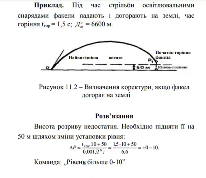 Коректура при стрільбі освітлювальними снарядами